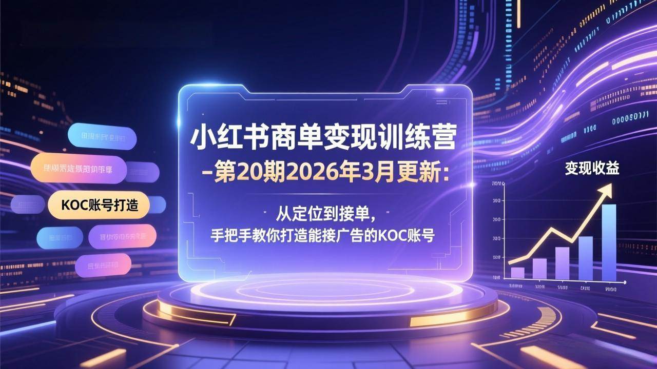 （17590期）小红书商单变现训练营-第20期26年3月更新：从定位到接单，手把手教你打造能接广告的KOC账号-副业资源网