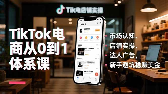 (16818期)TikTok电商从0到1体系课,市场认知、店铺实操、达人广告,新手避坑稳赚美金-副业资源网