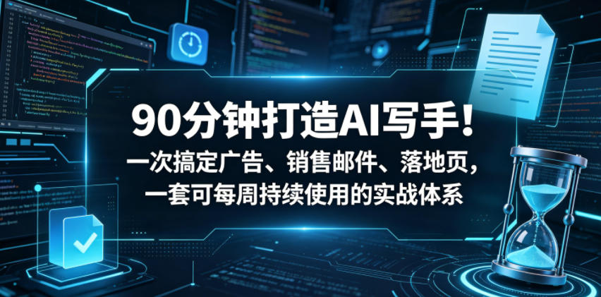 90分钟打造AI写手！一次搞定广告、销售邮件、落地页，一套可每周持续使用的实战体系【原创双语字幕】-副业资源网