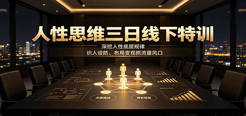 人性思维三日线下特训:深挖人性底层规律,识人设防、布局变现抓流量风口-副业资源网