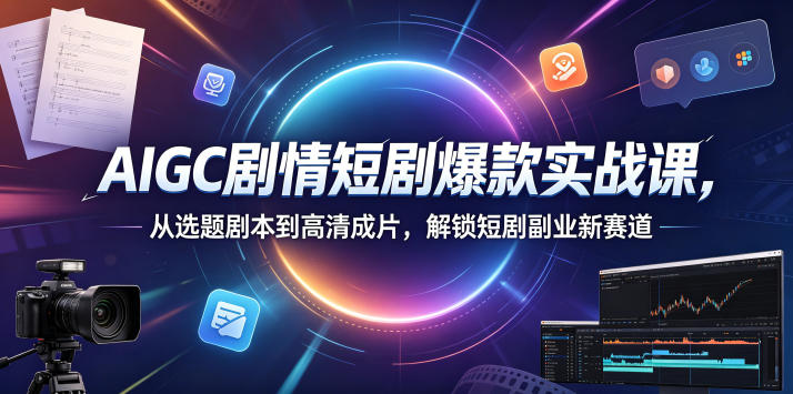 AIGC剧情短剧爆款实战课,从选题剧本到高清成片,解锁短剧副业新赛道-副业资源网