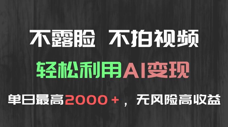 （15034期）不露脸，不拍视频，轻松利用AI变现，单日最高2000＋，无风险高利润-副业资源网
