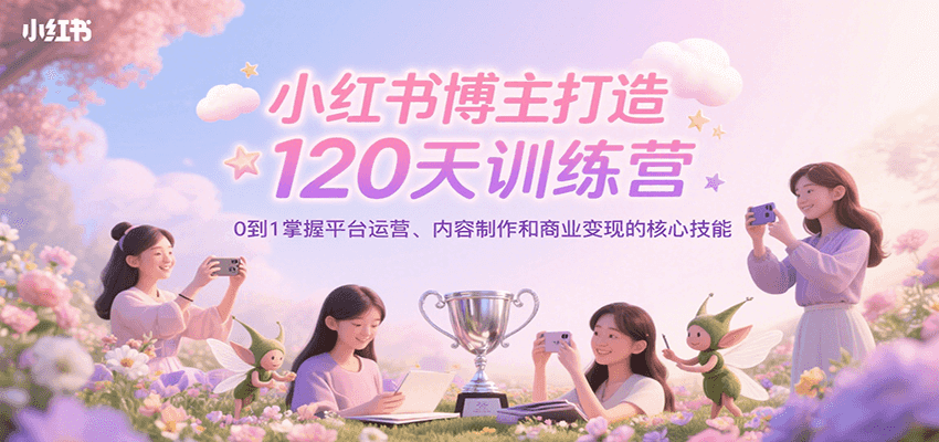 小红书博主打造120天训练营，0到1掌握平台运营、内容制作和商业变现-副业资源网
