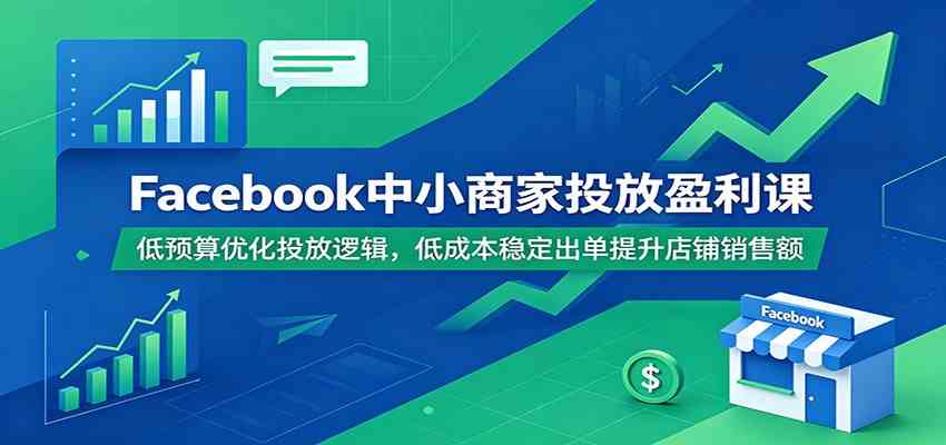 Facebook中小商家投放盈利课:低预算优化投放逻辑,低成本稳定出单提升店铺销售额-副业资源网