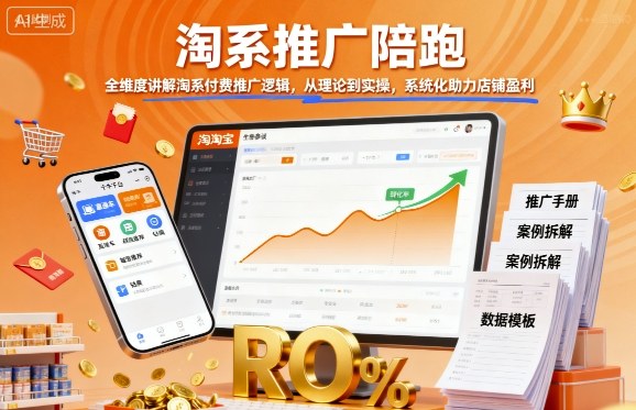 淘系推广陪跑，全维度讲解淘系付费推广逻辑，从理论到实操，系统化助力店铺盈利-副业资源网