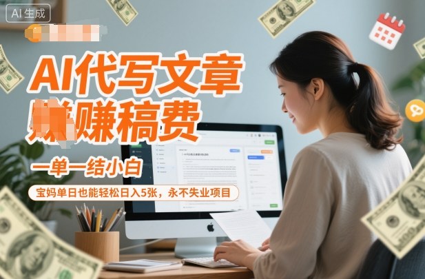 AI代写文章賺稿费,一单一结小白,宝妈单日也能轻松日入5张,永不失业项目-副业资源网