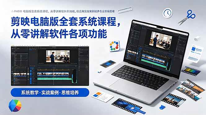 （18926期）剪映电脑版全套系统课程，从零讲解软件各项功能，结合海量实战案例培养专业剪辑思维-副业资源网