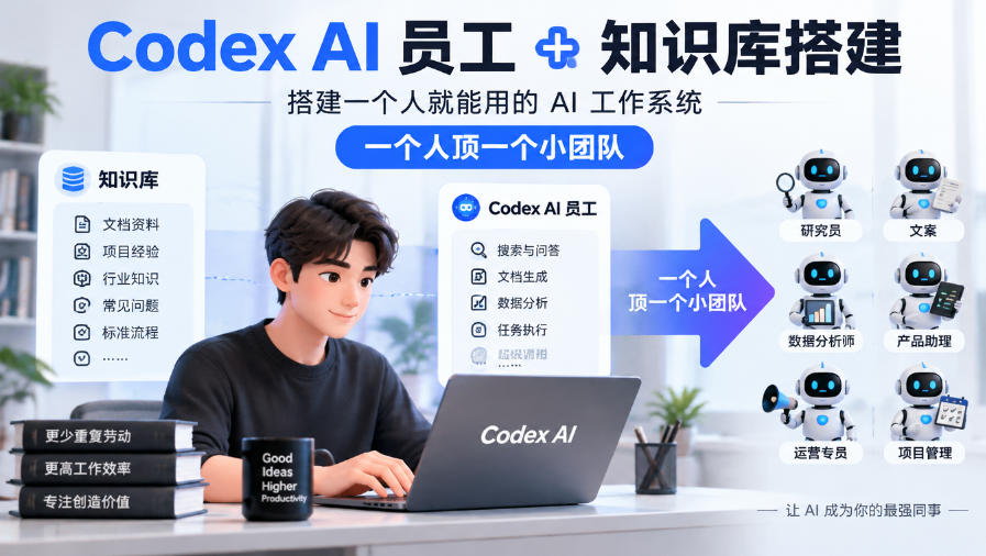 Codex AI员工+知识库搭建，搭建一个人就能用的AI工作系统，一个人顶一个小团队-副业资源网