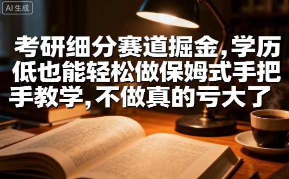 考研细分赛道掘金，日入1k+，学历低也能轻松做保姆式手把手教学，不做真的亏大了【揭秘】-副业资源网