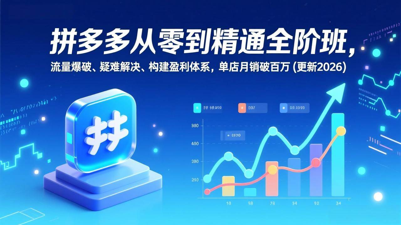 （17148期）拼多多从零到精通全阶班，流量爆破、疑难解决，构建盈利体系，单店月销破百万(更新2026)-副业资源网