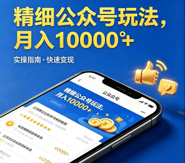 精细化公众号玩法，我们给你提供文章，你来负责发布，收益可观，月入1W+【揭秘】-副业资源网