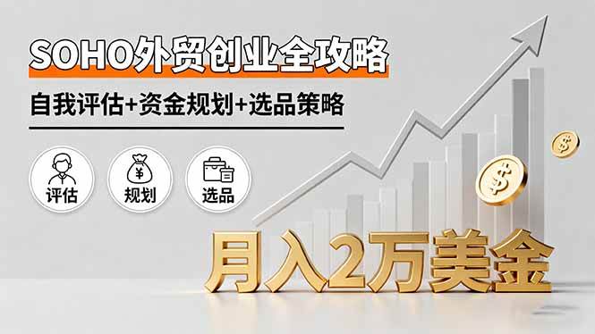 （16076期）SOHO外贸创业全攻略，自我评估+资金规划+选品策略，月入2万美金-副业资源网