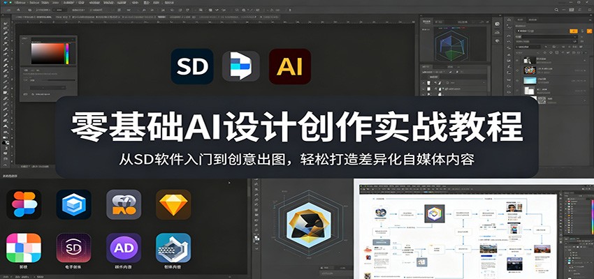 零基础AI设计创作实战教程：从SD软件入门到创意出图，轻松打造差异化自媒体内容-副业资源网