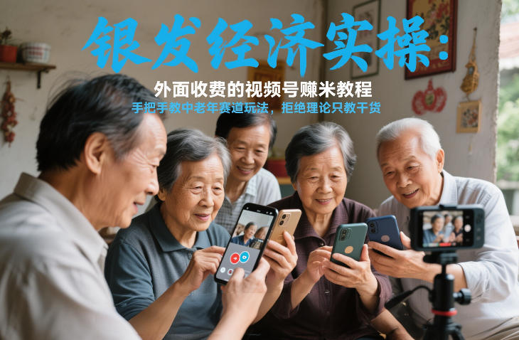 银发经济实操：外面收费的视频号賺米教程，手把手教中老年赛道玩法，拒绝理论只教干货-副业资源网
