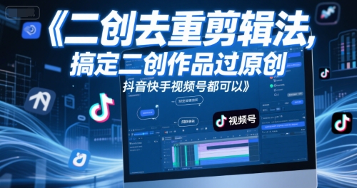 短视频二创去重剪辑法，搞定二创作品过原创，抖音快手视频号都可以-副业资源网