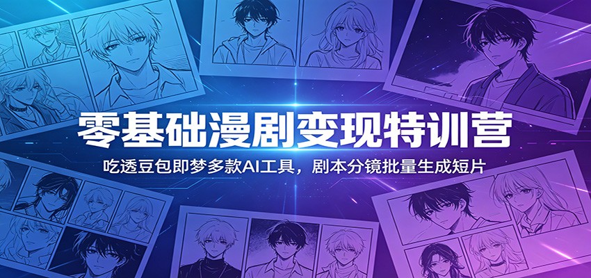零基础漫剧变现特训营：吃透豆包即梦多款AI工具，剧本分镜批量生成短片-副业资源网