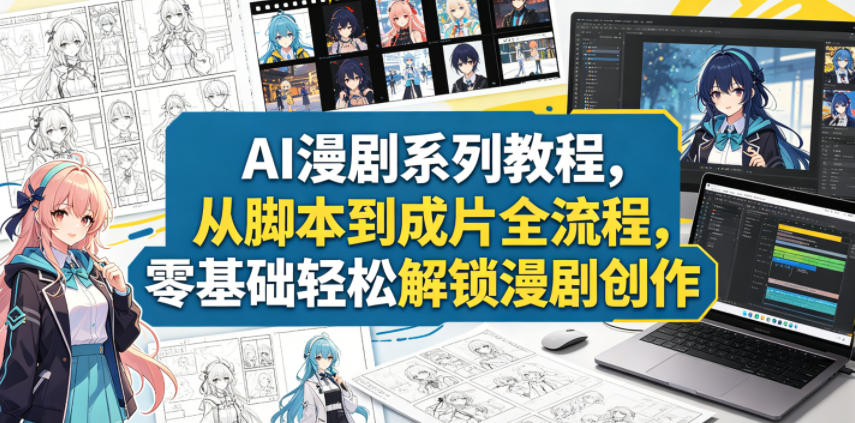 AI漫剧系列教程，从脚本到成片全流程，零基础轻松解锁漫剧创作-副业资源网