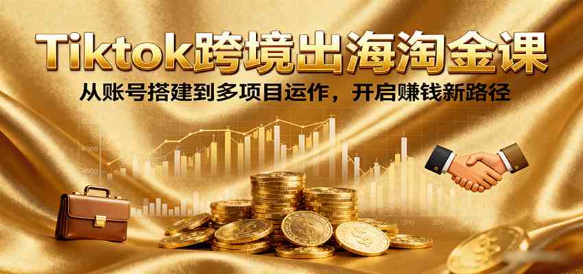 Tiktok跨境出海淘金课，从账号搭建到多项目运作，开启赚钱新路径-副业资源网