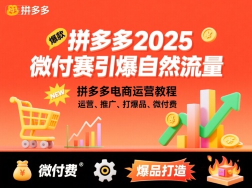 拼多多2025微付费引爆自然流量,拼多多电商运营教程,运营、推广、打爆品、微付费(更新)-副业资源网