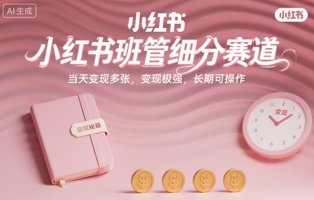 小红书班管细分赛道，当天变现多张，变现极强，长期可操作-副业资源网