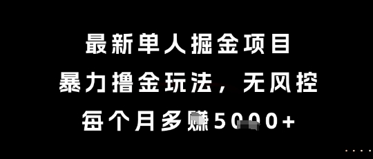 最新单人掘金项目，暴力撸金玩法，无风控，每个月多挣5k+【揭秘】-副业资源网