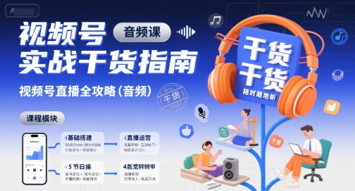 视频号实战干货指南，视频号直播全攻略（音频）-副业资源网