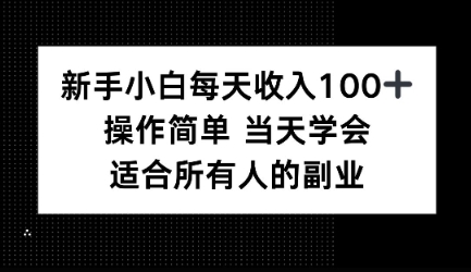 新手小白每天收入100+，操作简单 当天学会 ，适合所有人的副业-副业资源网