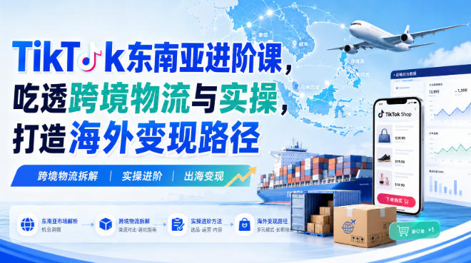 TikTok东南亚进阶课，吃透跨境物流与实操，打造海外变现路径-副业资源网