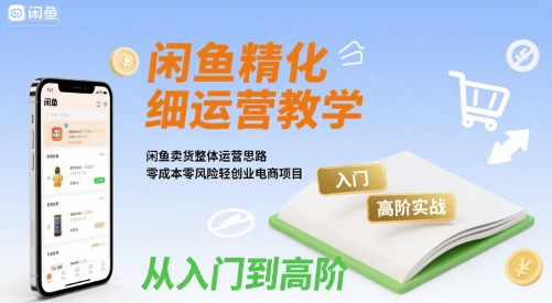 闲鱼精细化运营入门+高阶实战教学，闲鱼卖货整体运营思路，零成本零风险轻创业电商项目-副业资源网