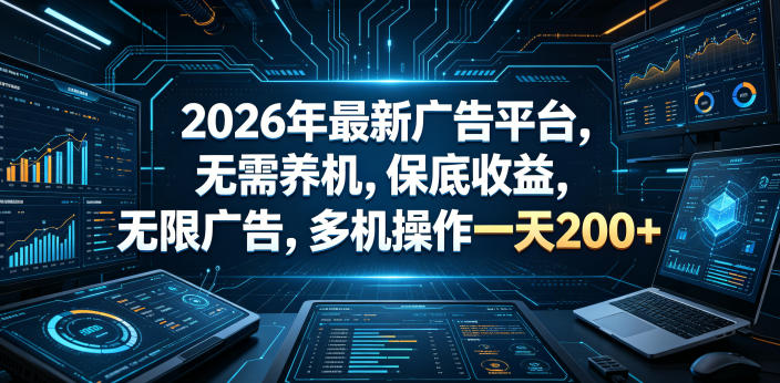 2026年最新广告平台，无需养机，保底收益，无限广告，多机操作一天200+【揭秘】-副业资源网