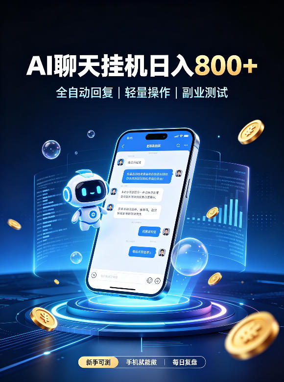 AI聊天挂G项目，日入800+，适用个人副业，工作室矩阵操作，无需真人实时值守【揭秘】-副业资源网