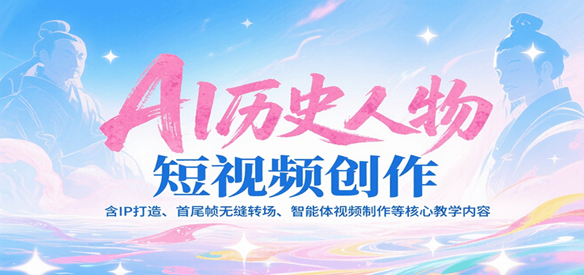 AI历史人物短视频创作，含IP打造、首尾帧无缝转场、智能体视频制作等核心教学内容-副业资源网