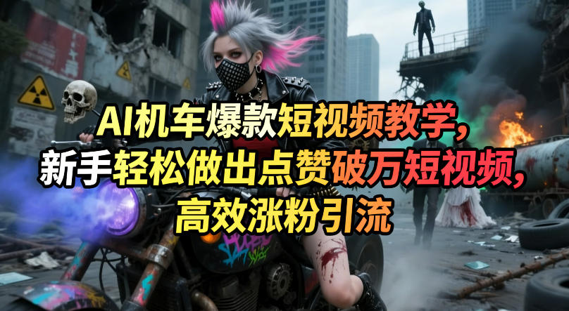AI机车爆款短视频教学，新手轻松做出点赞破万短视频，高效涨粉引流-副业资源网