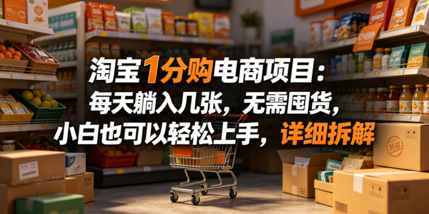 淘宝1分购电商项目：每天躺入几张，无需囤货，小白也可以轻松上手，详细拆解-副业资源网