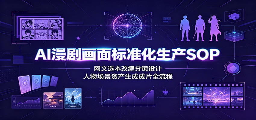 AI漫剧画面标准化生产SOP：网文选本改编分镜设计，人物场景资产生成成片全流程-副业资源网