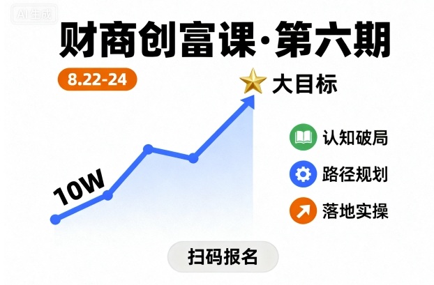 财商创富课第六期8月22-24号，如何从10W起步，一步步实现大目标-副业资源网