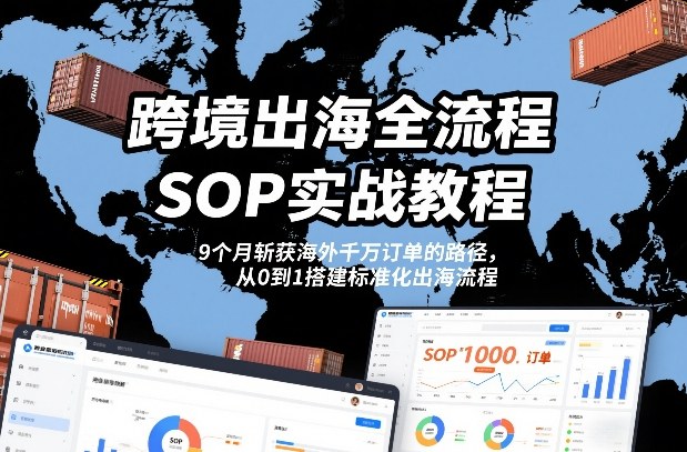 跨境出海全流程全盘托出SOP实战教程，9个月斩获海外千万订单的路径，从0到1搭建标准化出海流程-副业资源网