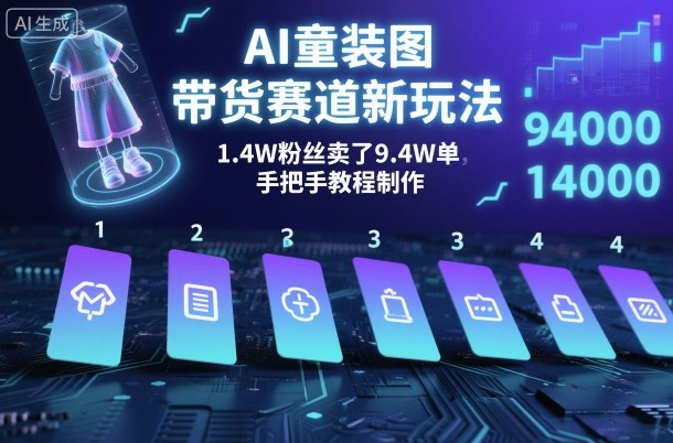 AI童装图文带货赛道新玩法,1.4W粉丝卖了9.4W单,手把手教程制作-副业资源网