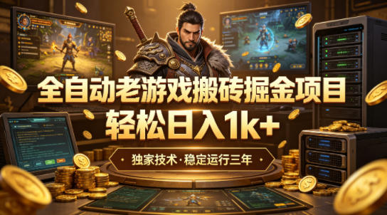 全自动老游戏搬砖掘金项目，轻松日入1k+，独家技术，稳定运行三年【揭秘】-副业资源网