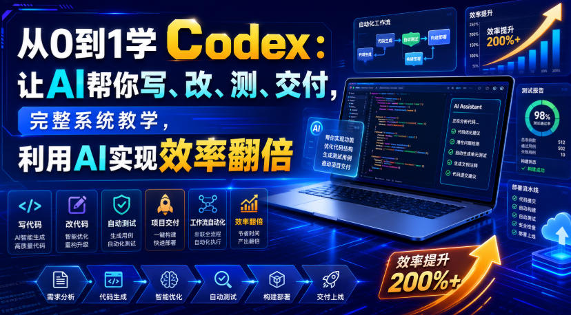 从0到1学Codex：让AI帮你写、改、测、交付，完整系统教学，利用AI实现效率翻倍（更新0918）-副业资源网