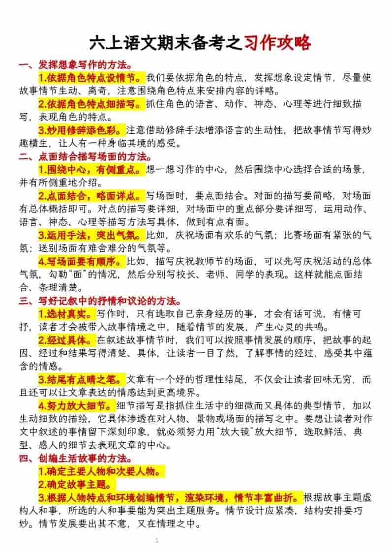 六上语文期末备考之习作攻略-副业资源网