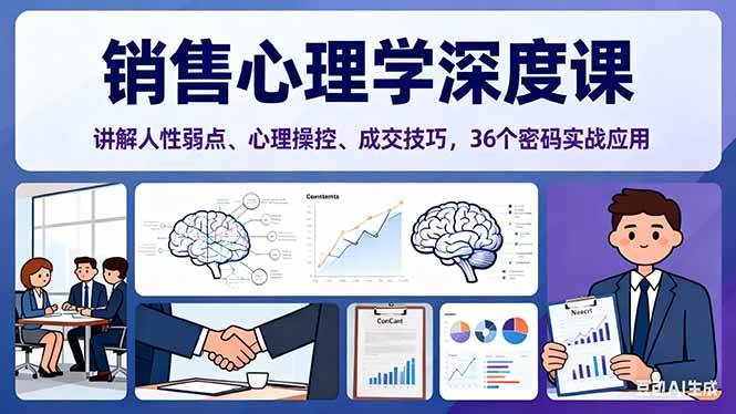 （16456期）销售心理学深度课，讲解人性弱点、心理操控、成交技巧，36个密码实战应用-副业资源网