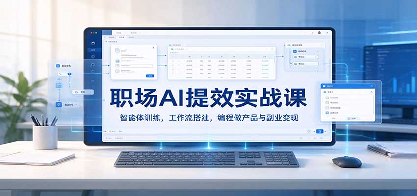 职场AI提效实战课：智能体训练，工作流搭建，编程做产品与副业变现-副业资源网