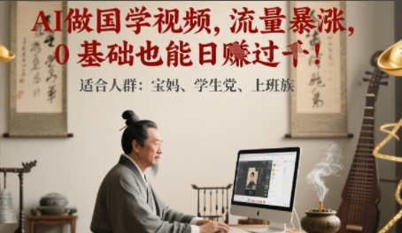AI做国学视频，流量暴涨 ，0 基础也能日入多张-副业资源网