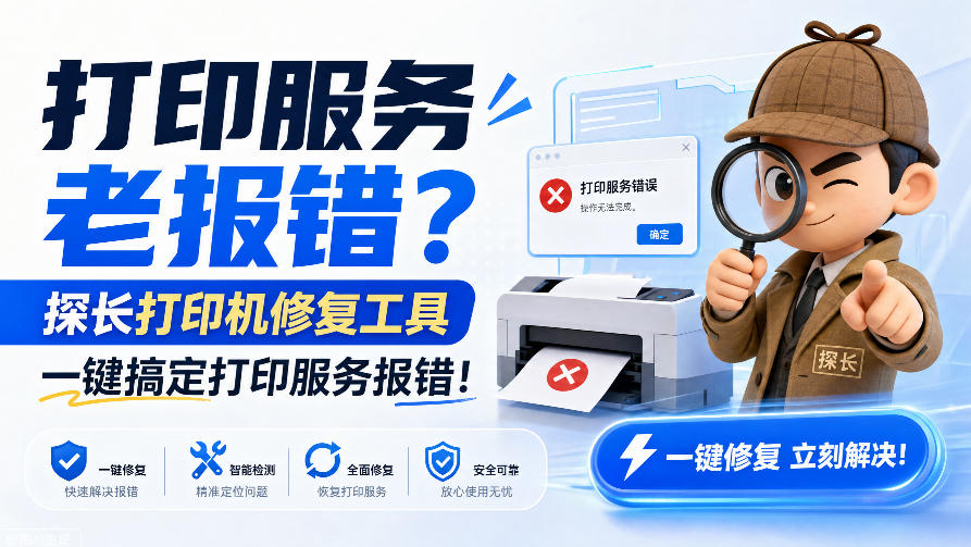 打印服务老报错？探长打印机修复工具，一键搞定打印服务报错！-副业资源网