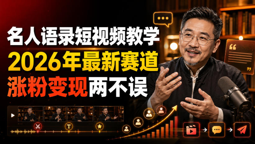 名人语录短视频教学，2026年最新赛道，涨粉变现两不误-副业资源网