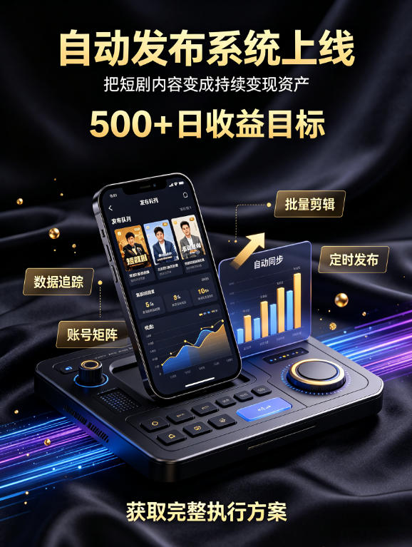 还在找靠谱线上副业？快手短剧项目，全程自动发布内容，不用熬夜做视频，轻松日入500+【揭秘】-副业资源网