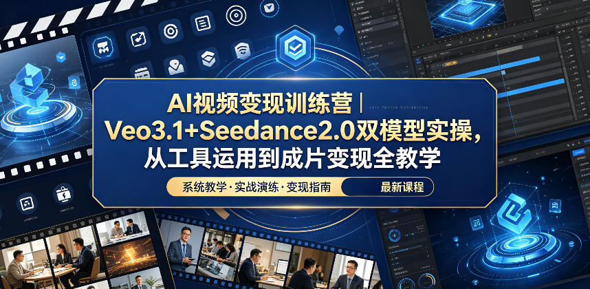 AI视频变现训练营｜Veo3.1+Seedance2.0双模型实操，从工具运用到成片变现全教学-副业资源网