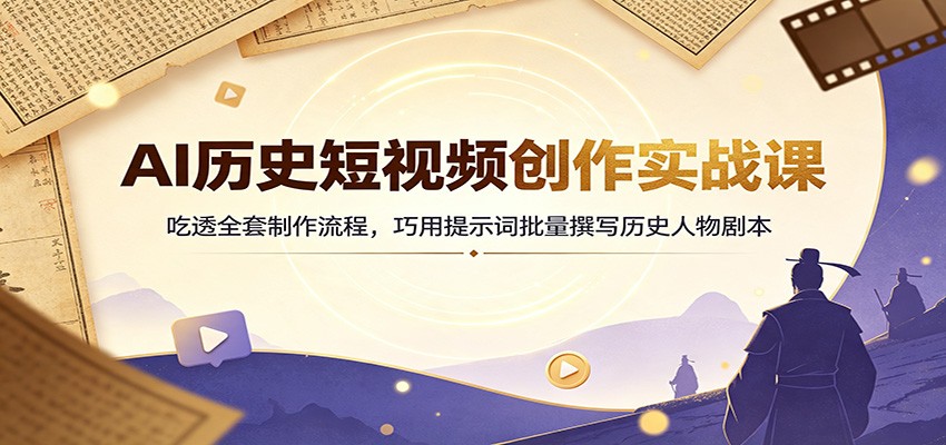 AI历史短视频创作实战课：吃透全套制作流程，巧用提示词批量撰写历史人物剧本-副业资源网