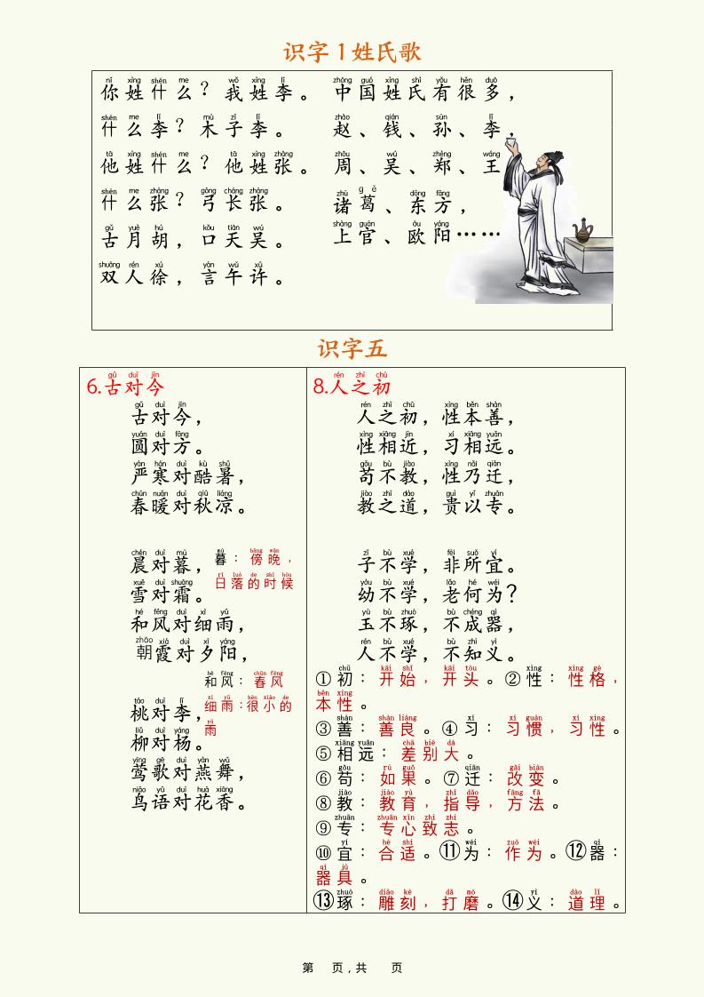 新一下语文寒假预习全册必背知识汇总（十三类知识点）17页